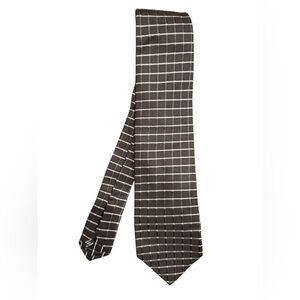 Vintage Holt Renfrew 💯 silk tie made in italy black white thick prom office chic